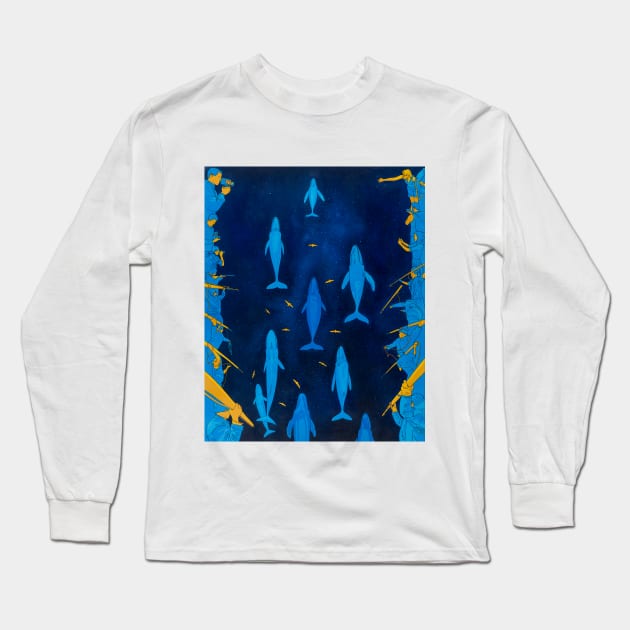 whales Long Sleeve T-Shirt by Maksym